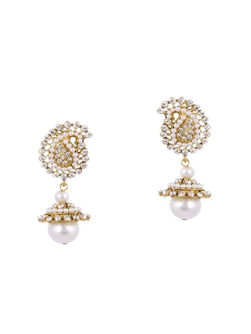 gold brass jhumka earring - 16453765 - Very Small Image - 1