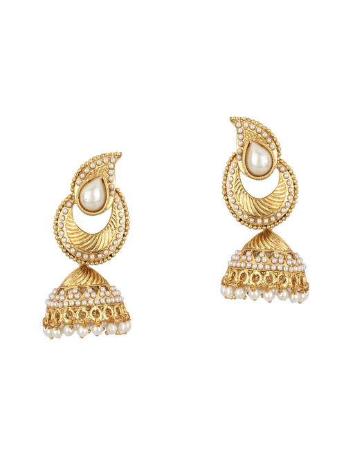 gold brass jhumka earring - 16453814 - Very Small Image - 1