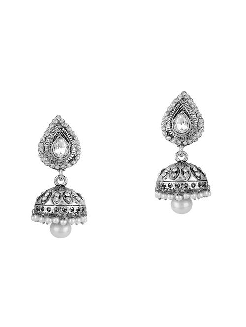 silver brass jhumka earring - 16453815 - Very Small Image - 1