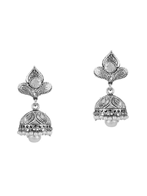 silver brass jhumka earring - 16453816 - Very Small Image - 1