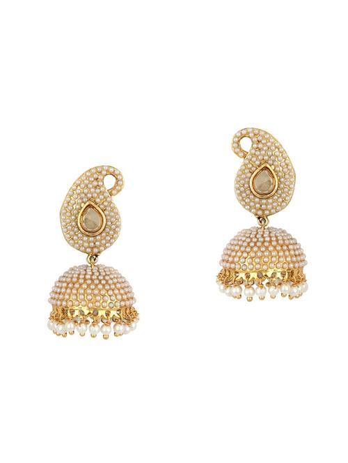 gold brass jhumka earring - 16453820 - Very Small Image - 1