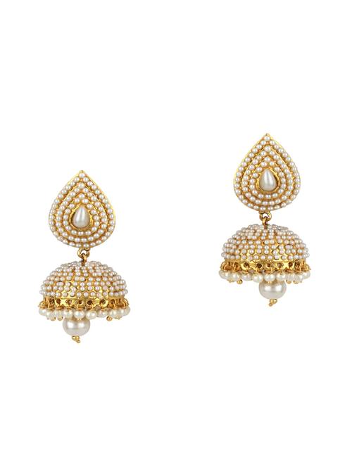 white brass jhumka earring - 16453864 - Very Small Image - 1