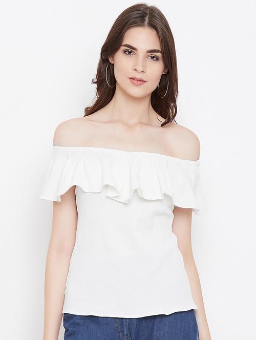 off shoulder ruffled top - 16453951 - Very Small Image - 1