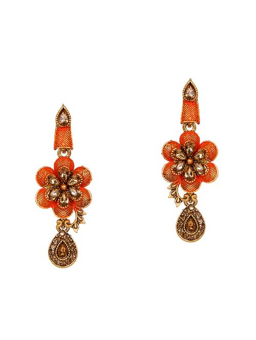 orange brass drop earring - 16454039 - Very Small Image - 1