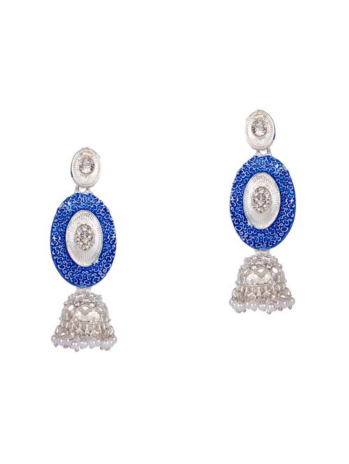 blue brass jhumka earring - 16454088 - Very Small Image - 1