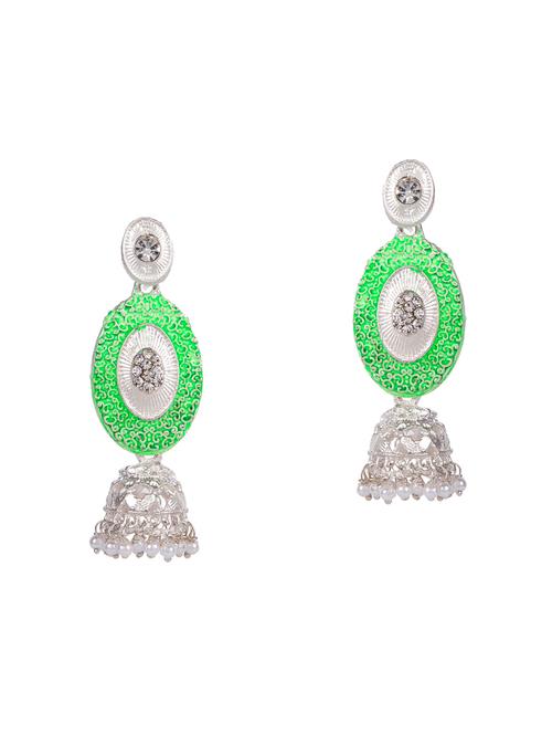 green brass jhumka earring - 16454089 - Very Small Image - 1