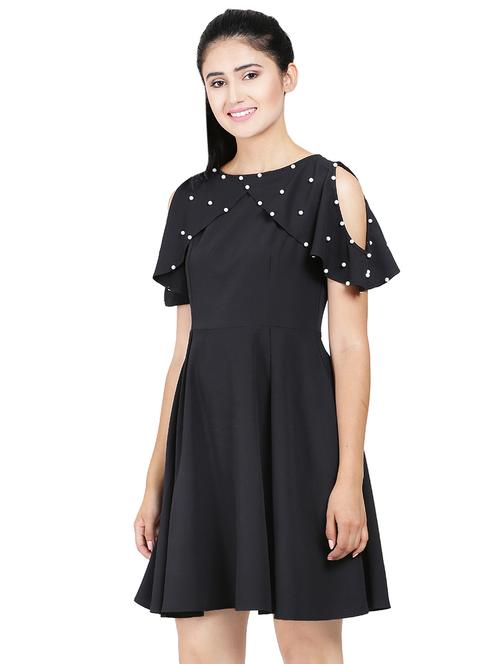 cold shoulder pearl embellished a-line dress - 16456310 - Very Small Image - 1