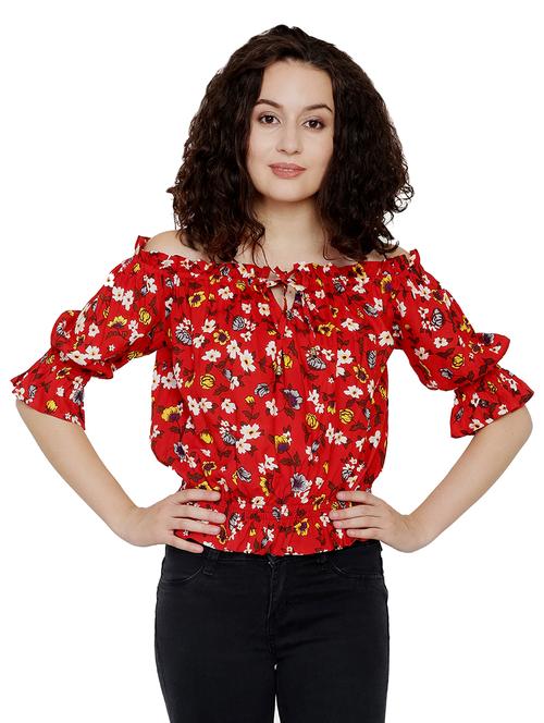off shoulder floral blouson top - 16456316 - Very Small Image - 1