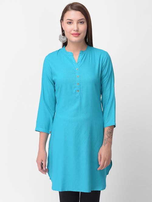 solid a-line kurti - 16456354 - Very Small Image - 1