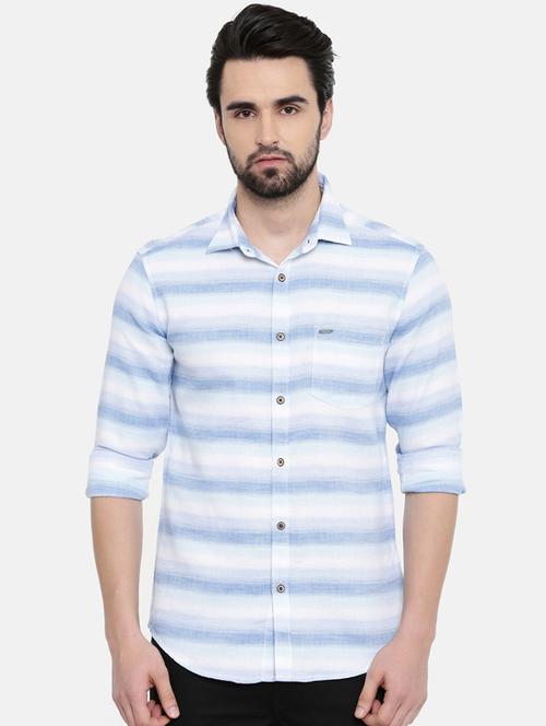 light blue striped casual shirt - 16456396 - Very Small Image - 1