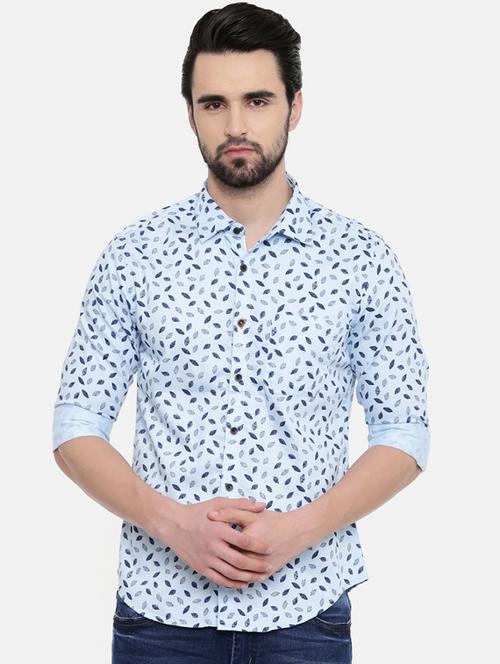 light blue printed casual shirt - 16456439 - Very Small Image - 1