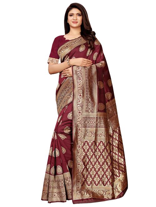 self-design banarasi saree with blouse - 16456622 - Very Small Image - 1