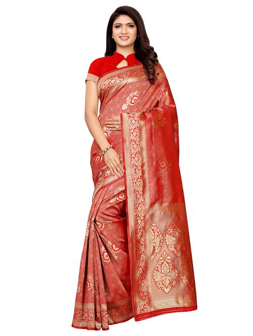 self-design banarasi saree with blouse - 16456633 - Very Small Image - 1