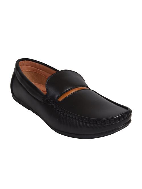 ajanta black leatherette slip on loafers - 16457037 - Very Small Image - 1