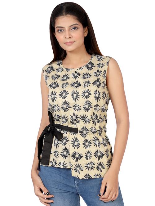 tie knot front floral top - 16458103 - Very Small Image - 1