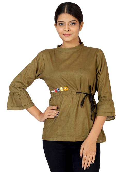 tie knot quirky embroidered top - 16458109 - Very Small Image - 1