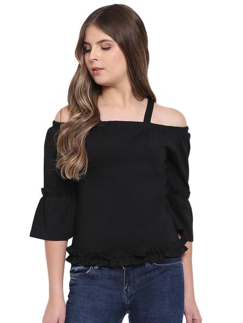cold shoulder ruffle detail top - 16458202 - Very Small Image - 1
