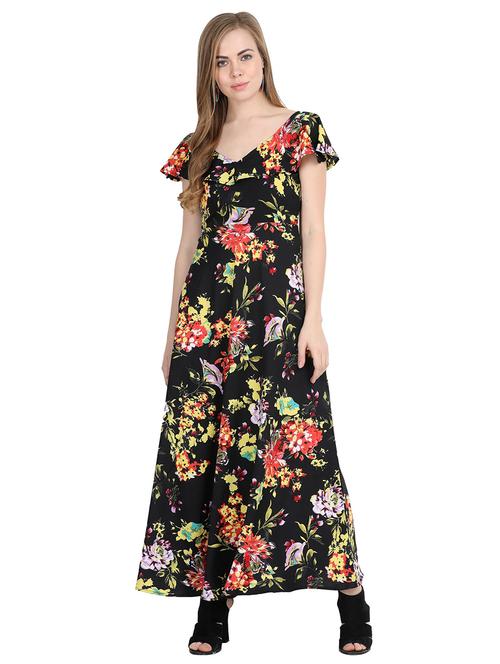 v- neck floral maxi dree - 16458286 - Very Small Image - 1