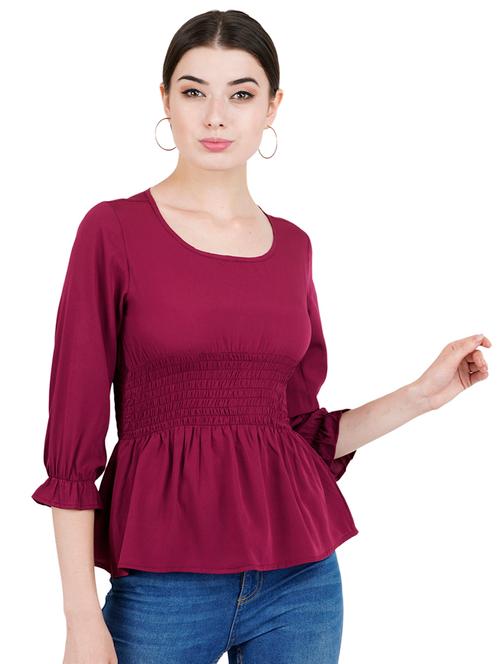 smock detail round neck top - 16459030 - Very Small Image - 1