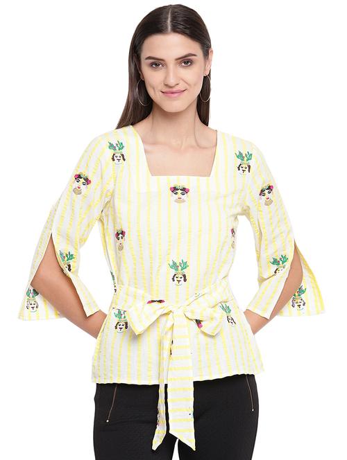 tie front striped top - 16459039 - Very Small Image - 1