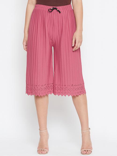 drawstring waist scallop hem culotte - 16459044 - Very Small Image - 1