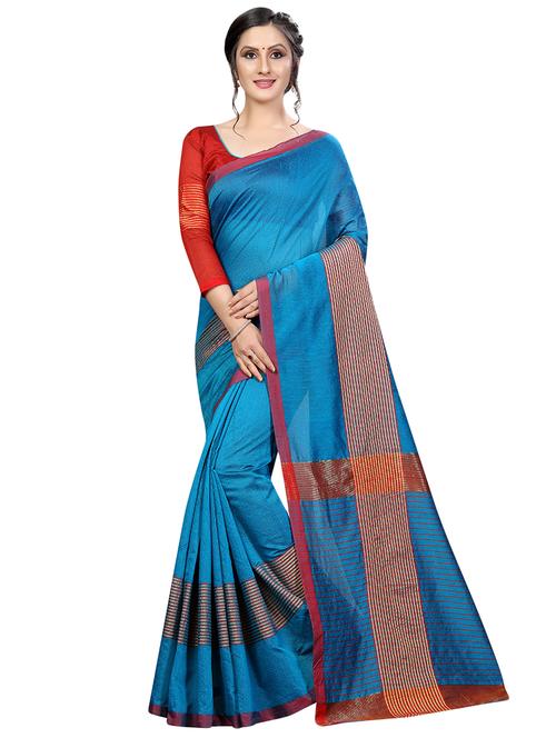 contrast maheshwari saree with blouse - 16459163 - Very Small Image - 1