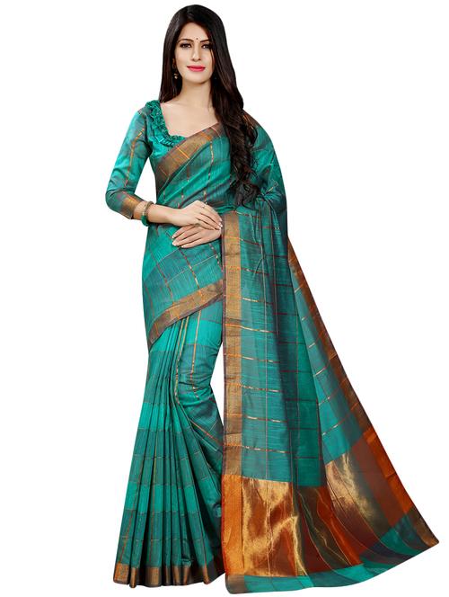 color blocks maheshwari saree with blouse - 16459167 - Very Small Image - 1