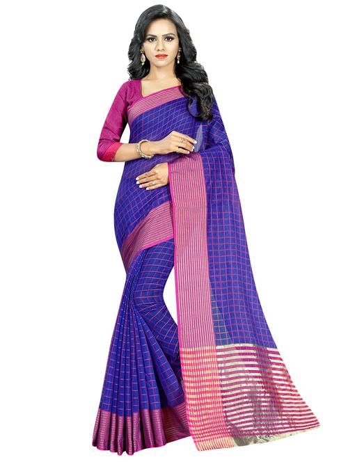 checkered maheshwari saree with blouse - 16459184 - Very Small Image - 1