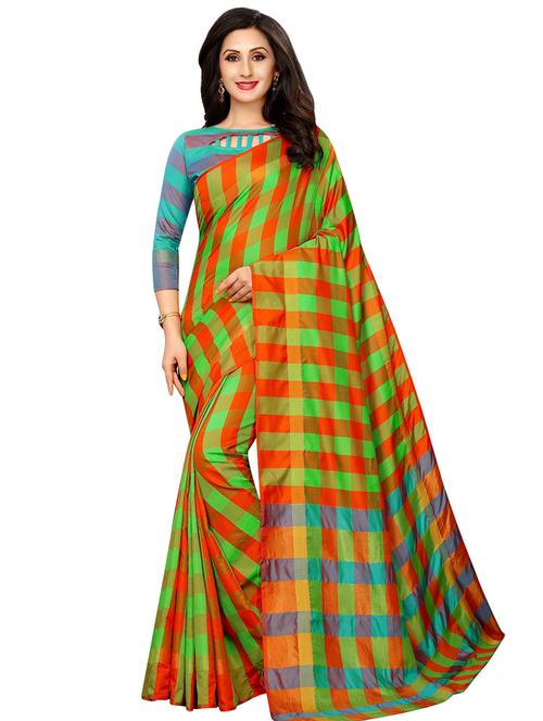checkered maheshwari saree with blouse - 16459194 - Very Small Image - 1