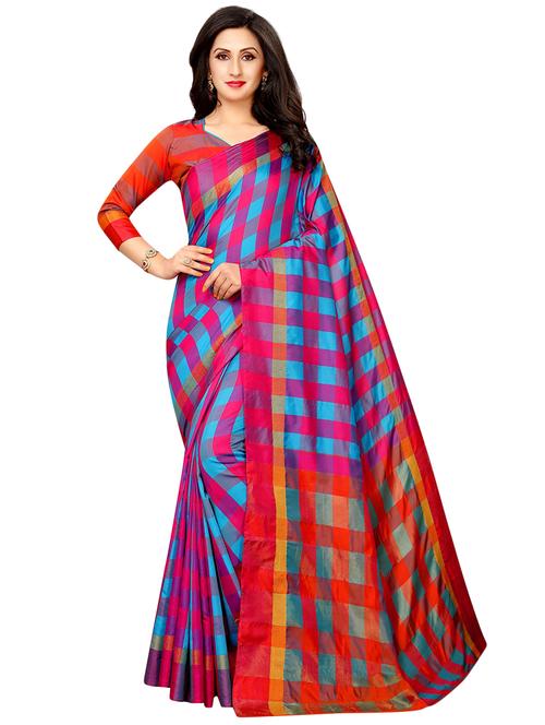 checkered maheshwari saree with blouse - 16459196 - Very Small Image - 1
