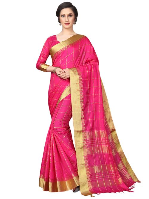self-design maheshwari saree with blouse - 16459211 - Very Small Image - 1