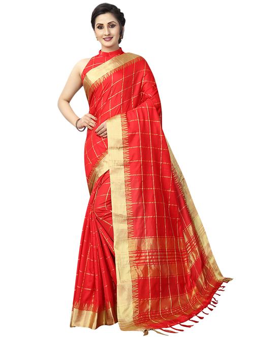 self-design maheshwari saree with blouse - 16459212 - Very Small Image - 1
