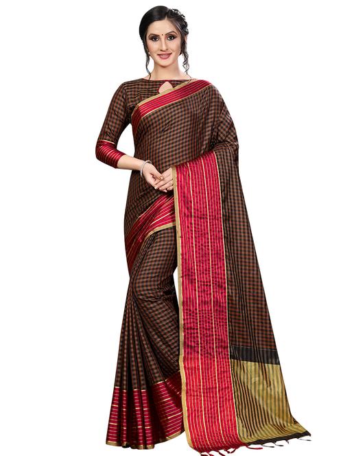 checkered maheshwari saree with blouse - 16459221 - Very Small Image - 1