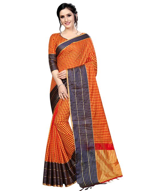 checkered maheshwari saree with blouse - 16459223 - Very Small Image - 1