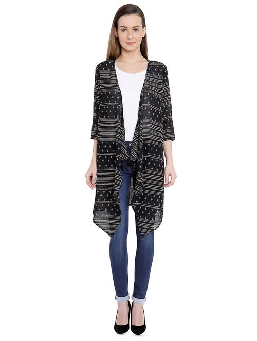 asymmetric printed long line shrug - 16459652 - Very Small Image - 1
