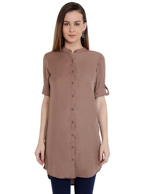 roll up sleeved solid tunic - 16459743 - Very Small Image - 1
