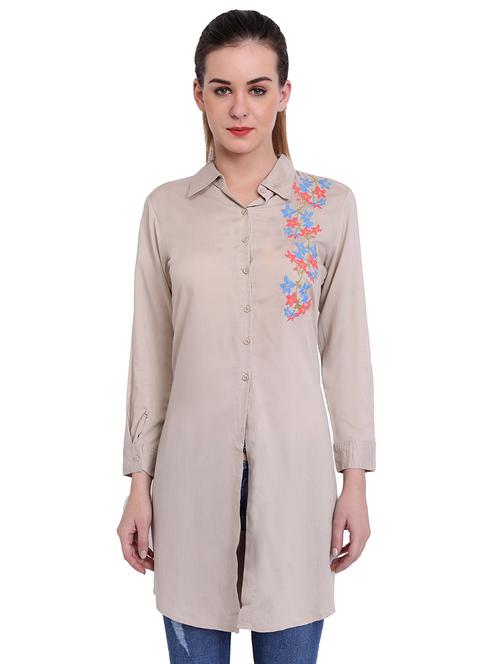 long sleeved embroidered detail tunic - 16459745 - Very Small Image - 1