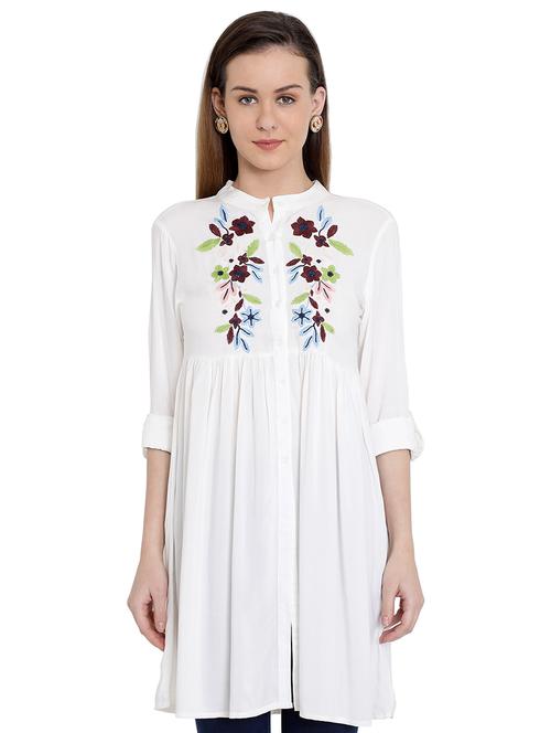 embroidered detail gathered tunic - 16459749 - Very Small Image - 1