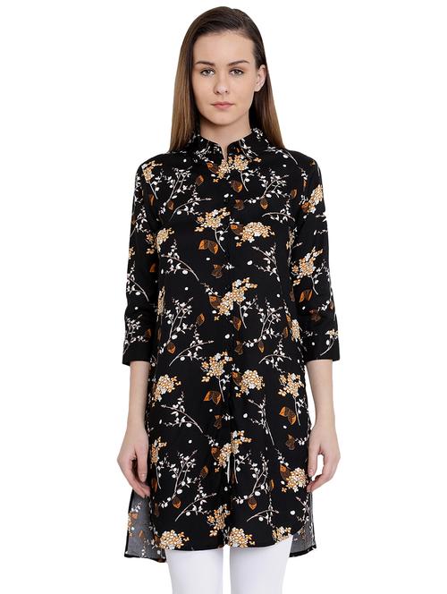 mandarin neck floral tunic - 16459752 - Very Small Image - 1