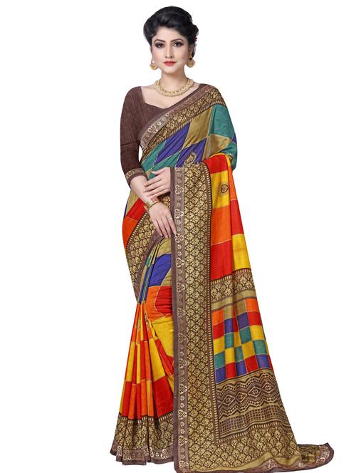 geometrical printed saree with blouse - 16460078 - Very Small Image - 1