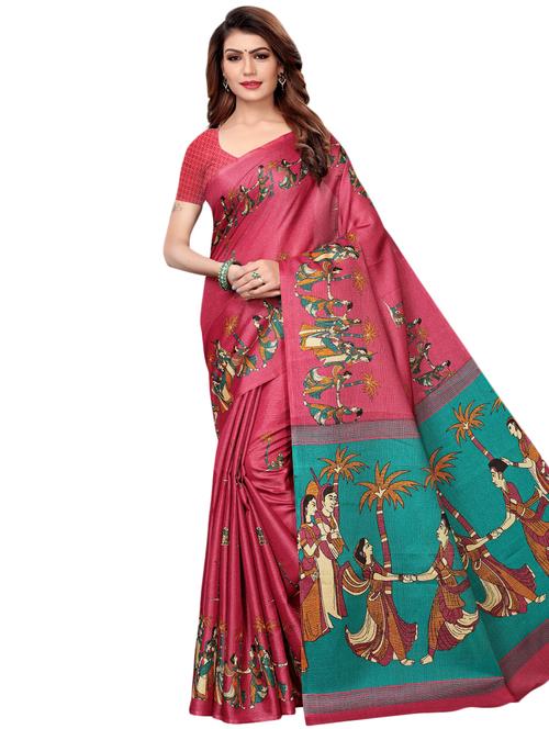 conversational printed saree with blouse - 16460243 - Very Small Image - 1