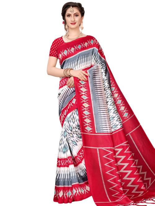 ikat printed saree with blouse - 16460273 - Very Small Image - 1