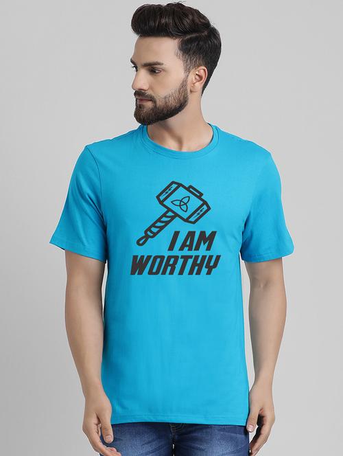 turquoise typographic chest print t-shirt - 16461096 - Very Small Image - 1