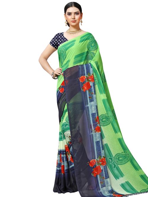 floral printed saree - 16461221 - Very Small Image - 1