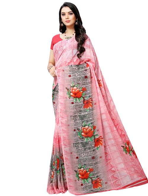 floral printed saree - 16461222 - Very Small Image - 1