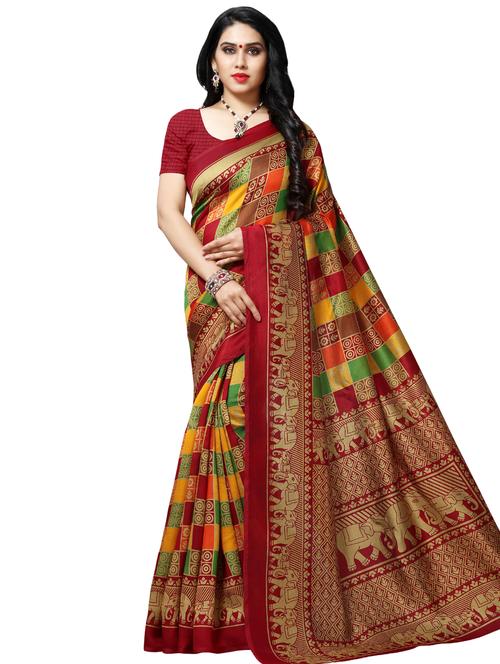 checkered printed bhagalpuri saree - 16461306 - Very Small Image - 1