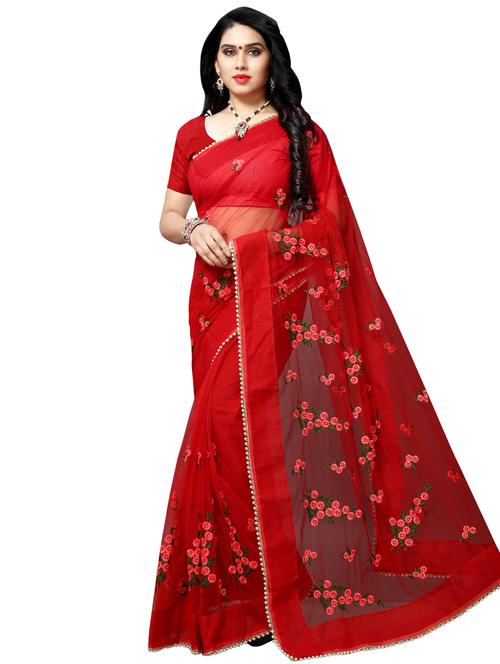 floral embroidered saree with blouse - 16461310 - Very Small Image - 1