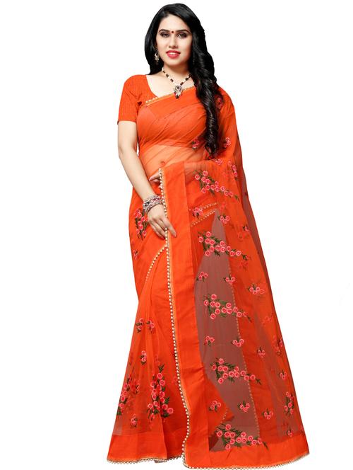 floral embroidered saree - 16461316 - Very Small Image - 1