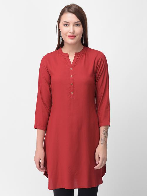 solid straight kurti - 16461666 - Very Small Image - 1