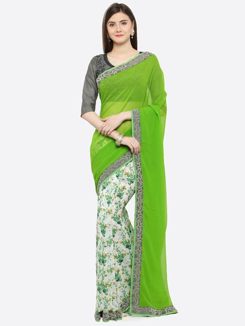 printed half & half saree with blouse - 16461692 - Very Small Image - 1